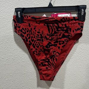 Xhilaration Animal Print Ribbed High-Cut Bikini Bottoms
